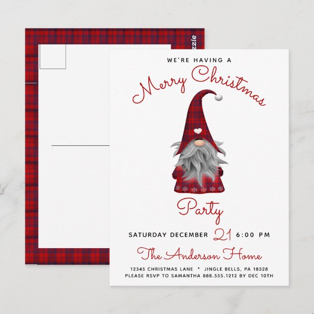 Jolie invitation de fête rustique pour un joyeux N (Devant / Derrière)