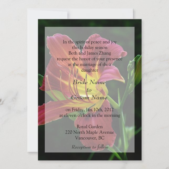 Jolie invitation de mariage de fleur de lys (Devant)