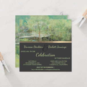 Jolie invitation de mariage de jardin peinte vinta