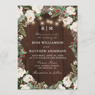 Jolie invitation de mariage d'hiver rustique
