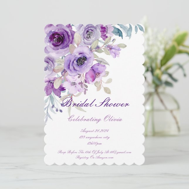 jolie invitation de mariage lilac violet (Debout devant)