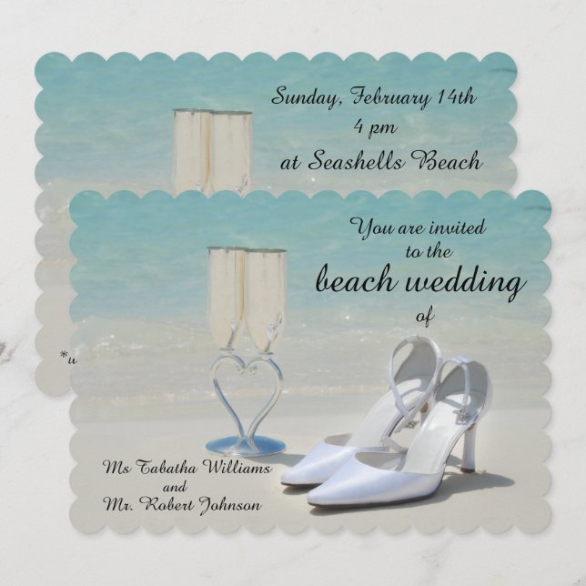 Jolie invitation de mariage sur la plage (Devant / Derrière)