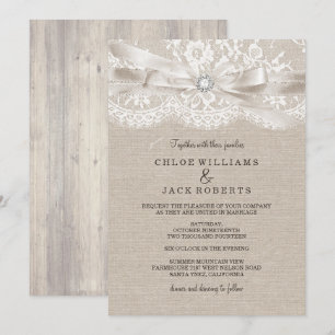 Jolie invitation de mariage vintage en dentelle et