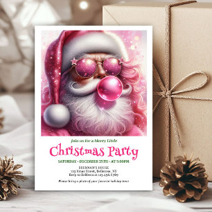 Jolie invitation de Noël au bubble gum rose du Pèr