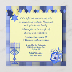 Jolie invitation de partie de Hanoukka