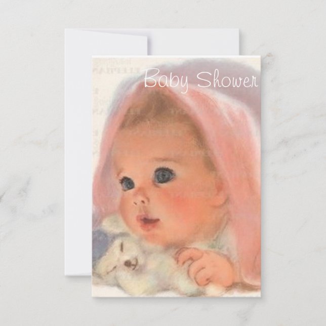 Jolie invitation en Baby shower Vintage rose (Devant)