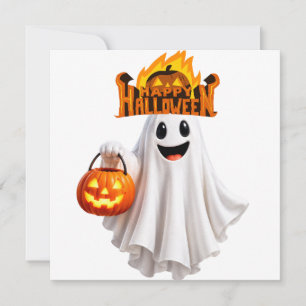 Jolie invitation Halloween fantôme heureux - Enfan