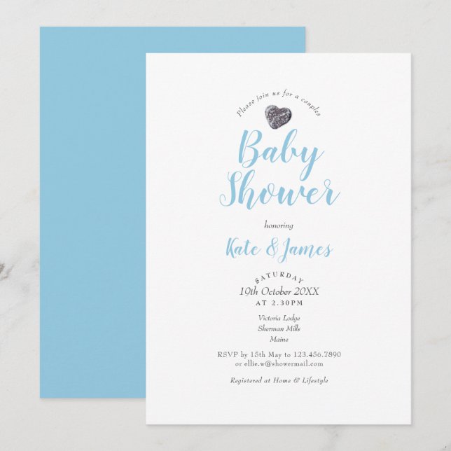 Jolie invitation pour Baby Shower / Sprinkle de co (Devant / Derrière)