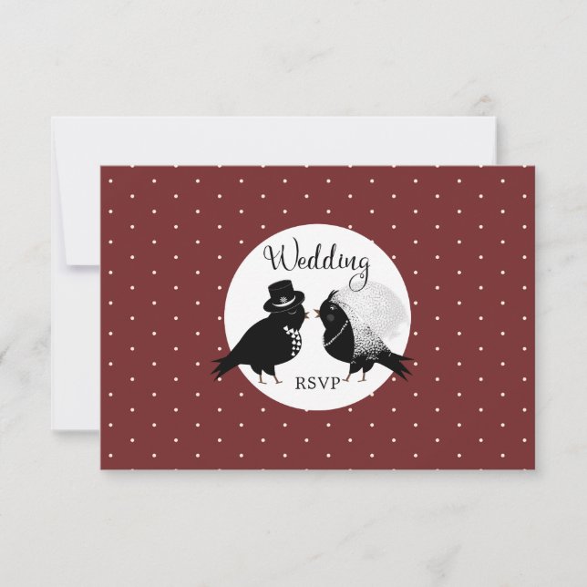 Jolie invitation RSVP pour les mariés oiseaux d'am (Devant)