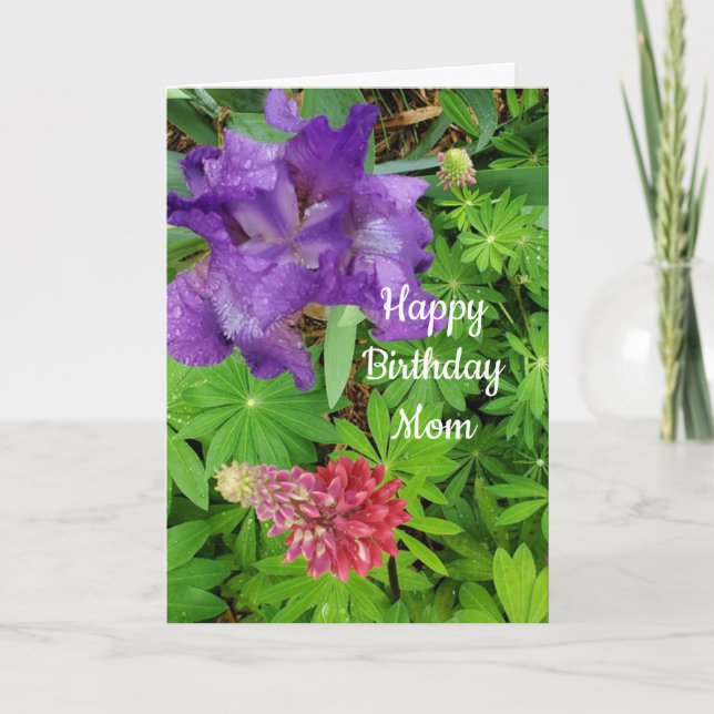 Jolie Iris et Lupine Floral Carte d'anniversaire (Devant)