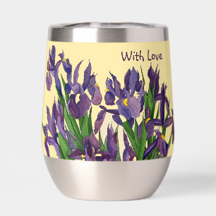 Jolie Iris Violet Et Aquarelle Jaune Beurre
