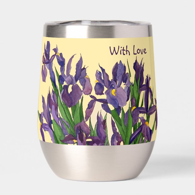Jolie Iris Violet Et Aquarelle Jaune Beurre (Arrière)