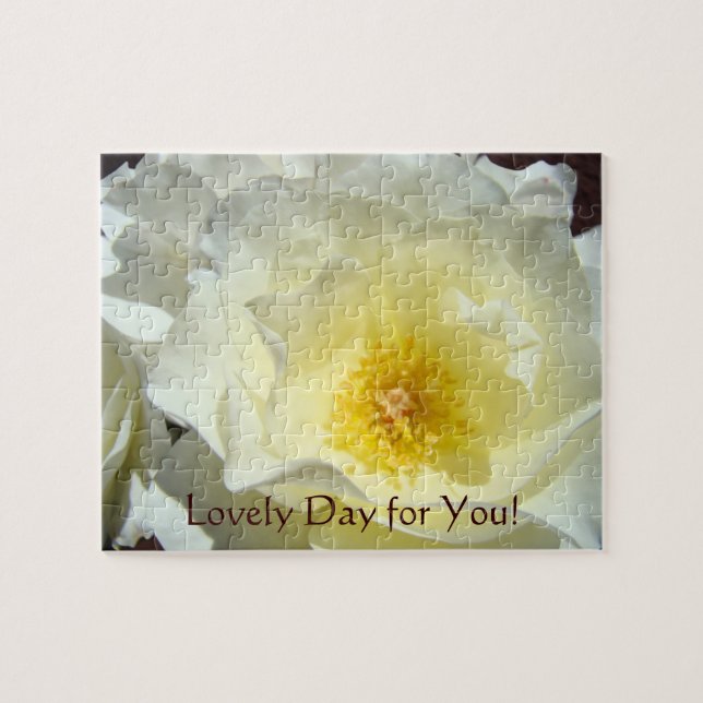 Jolie journée pour vous ! puzzle Roses blanches lu (Horizontal)