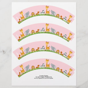 Jolie Jungle Animaux Fille Plain Cupcake Wrapper