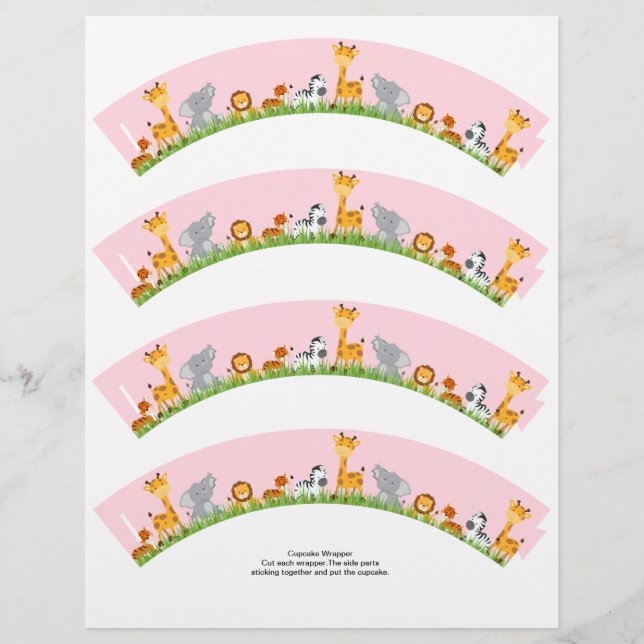 Jolie Jungle Animaux Fille Plain Cupcake Wrapper (Devant)