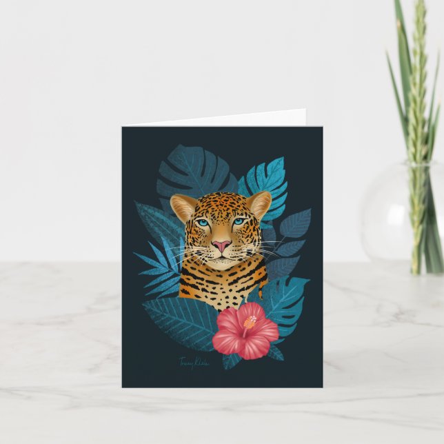 Jolie jungle léopard Art Floral | Bleu (Devant)