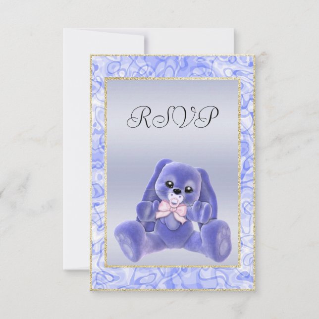 Jolie Lapin Bleu  RSVP Baby Shower (Devant)