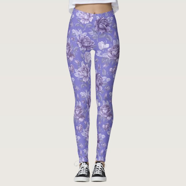 Jolie Lavande Florale violette Leggings femmes (Devant)