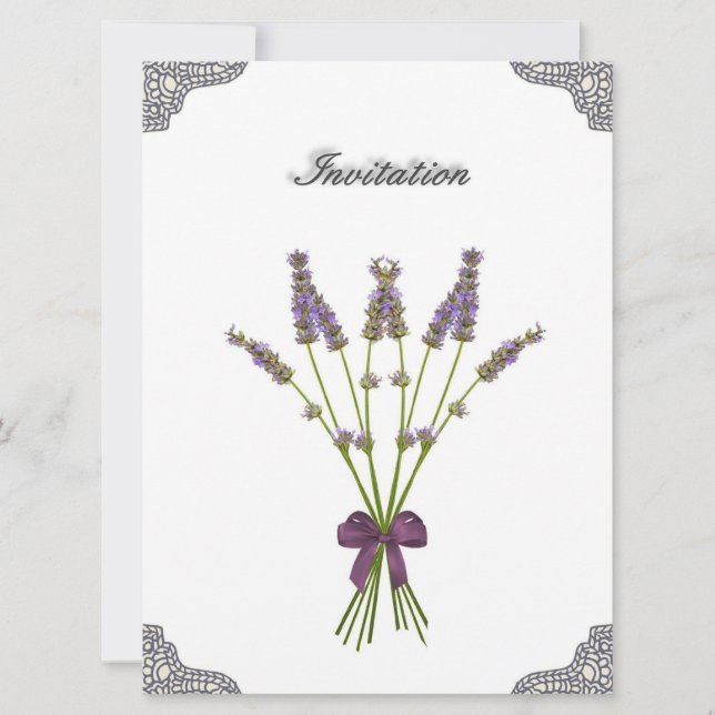 Jolie Lavender Lace Mariage Invitations (Devant)