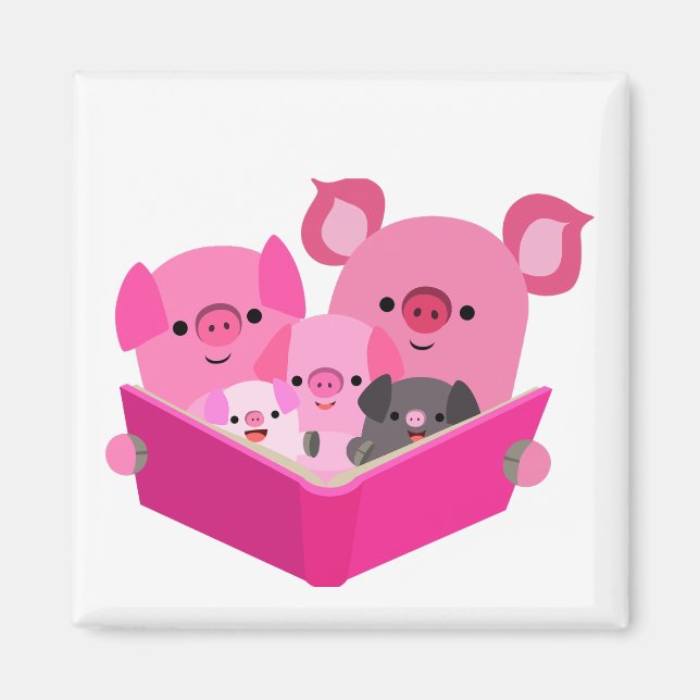 Jolie lecture Cartographie Pig Family Magnet (Devant)
