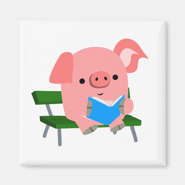 Jolie lecture de cochon de dessin sur un aimant de (Devant)