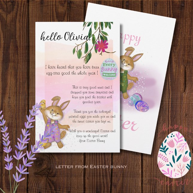 Jolie lettre rose de Bunny de Pâques (Pretty Pink Letter from Easter Bunny)