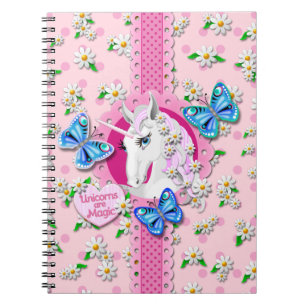 Jolie licorne en rose avec Carnet Pois
