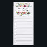 Jolie liste florale Bloc-notes magnétique<br><div class="desc">Plan de la liste d'achat avec un cadre rose aquarelle floral & feuille personnalisé avec votre nom.</div>