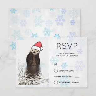 Jolie loutre portant un chapeau de Père Noël Carte