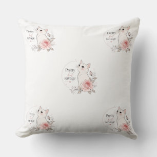 Jolie Mais Sauvage Kawaii Chat Rose Oreiller