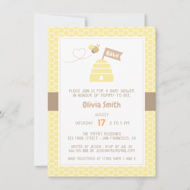 Jolie maman à Bee Baby Douche Invitations (Devant)