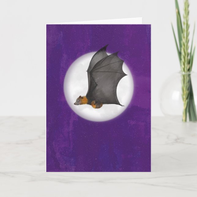 Jolie mère et bébé chauve-souris dans une carte de (Devant)