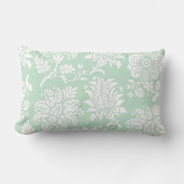Jolie Mint Green Damask Coussin (Recto)