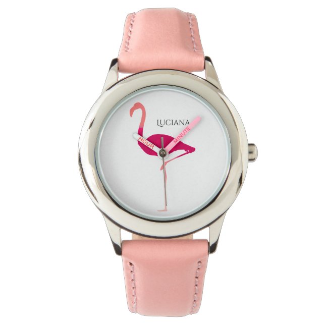 Jolie montre de fille en Flamant rose rose personn (devant)