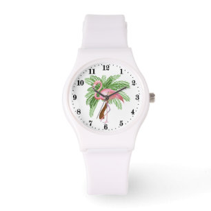 Jolie montre de flamingo rose de plage