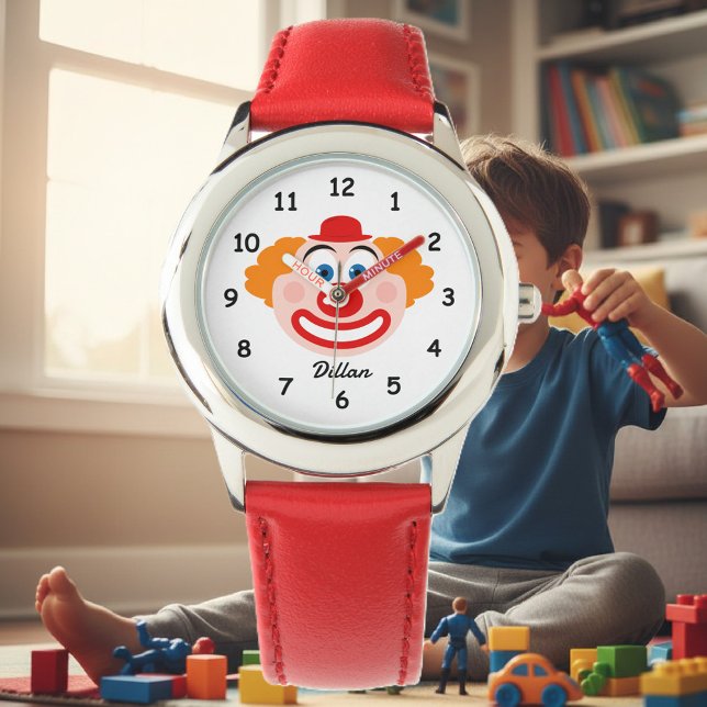 Jolie montre pour enfant clown avec nom personnali (clown watch for kids)