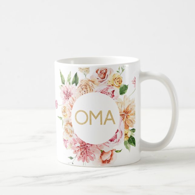 Jolie Mug Cadeau Floral Oma (Droite)