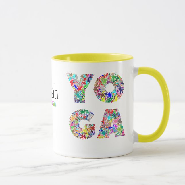 Jolie Mug Cadeau Yoga avec Nom Personnalisé Coffee (Droite)
