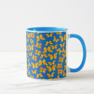 Jolie Mug de Ringer, Papillons d'or sur Sky Blue