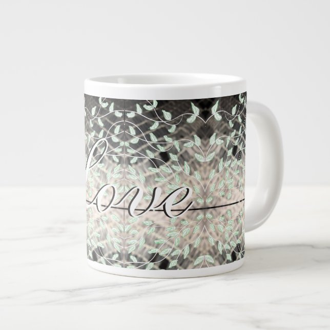 Jolie Mug Feuille Avec Vert Et Noir (Devant droit)