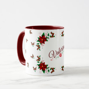 Jolie Mug personnalisée aux fleurs rouges de Noë