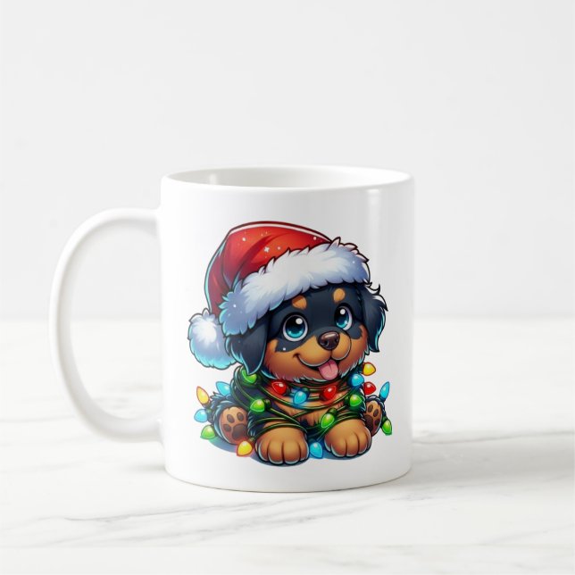 Jolie Mug Rottweiler de Noël (Gauche)