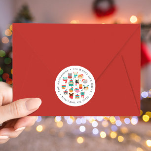 Jolie Noël Chats Fêtes Retour Adresse Étiquettes