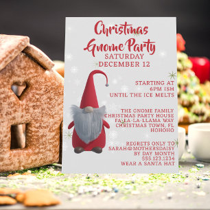 Jolie Noël Gnome Fête Invitation