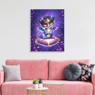 Jolie œuvre d'art fantaisiste de dragon sur toile