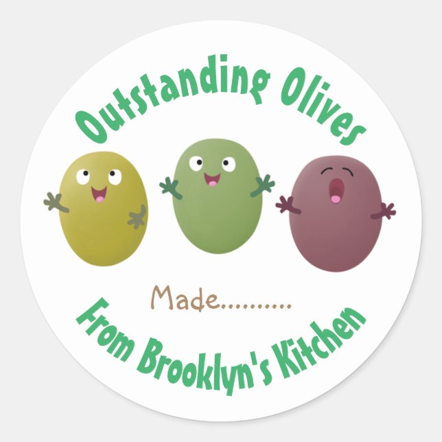 Jolie olives heureux préserve cornichon étiquette  (Devant)