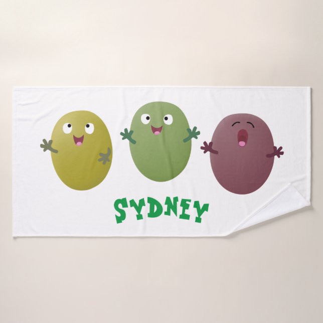 Jolie olives joyeux chantant dessin animé (Serviette de bain)