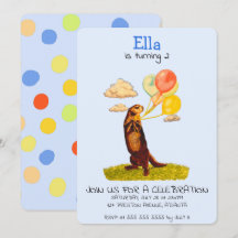 Jolie Otter Holding Party Ballons Invitation