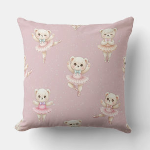 Jolie Ours en Ballerine Rose Pâle Coussin de Jet