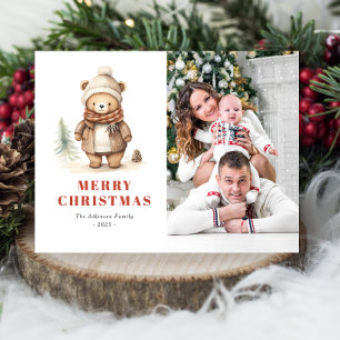Jolie Ours Joyeux Noël Photo Carte de Fêtes